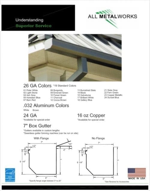 7 in box gutter All Metal Works